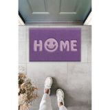 Dormot Dekoratif Dijital Paspas Kişiye Özel Tasarım Smile Home Mor Varyasyon Kapı Önü Paspas 70x45cm