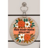 Dormot Dijital Baskı Ahşap, Standart Hün Bixer Temalı Mercan Çiçekler desenli, Kapı süsü, Duvar Süsü