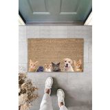 Dormot Home Dijital Baskı Kedi Köpek Sevimli Dostlar Dekoratif Iç Ve Dış Kapı Önü Paspası K-7121