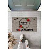 Dormot Home Modern Dijital Baskı - Kişiye Özel Kalpli Hoşgeldiniz Paspas - Dekoratif Kapı Önü Paspası