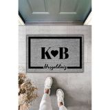 Dormot Home Modern Dijital Baskı Paspas - Gri Kişiye Özel Tasarım 70x45cm - Yeni Evlenecekler Kapı Önü Paspası