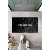 Dormot Home Modern Dijital Baskı Siyah Hoş geldiniz Kapı önü paspası
