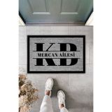 Dormot Home Modern Paspas - Gri Baş Harf ve Soyadı - Kişiye Özel Tasarım Kapı Önü Paspas