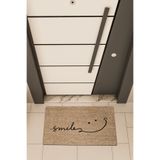 Dormot Home Yüksek Kaliteli Dijital Baskı Kahverengi, Smile Gülümseme temalı Kapı Önü Paspası