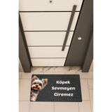 Dormot Home Yüksek Kaliteli Dijital Baskı Siyah, Sevimli, köpek sevmeyen giremez temalı Kapı Önü Paspası