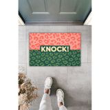 Dormot Modern Dijital Baskı Paspas - Pembe, Kırmızı, Yeşil, Mavi Knock Şık Kapı Önü Paspası