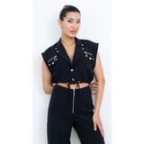 Dorne Moda Özel Seri Fermuar Ve Cep Detaylı Crop Yelek Bluz Ve Bol Paça Pantolon İkili Takım - Düğün - Mezuniyet - Ofis Şıklığı