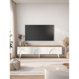 Dorpek Bono Ayaklı Tv Ünitesi, Bohem Tv Ünitesi 150 cm - Kolay Kurulum Salon Mobilyası - Beyaz - Ceviz
