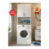 dorpek Brillon Çamaşır Makinesi Dolabı – Banyo Dolabı & Çamaşır Odası Uyumlu Dolap, Çok Amaçlı Dolap Beyaz