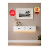 dorpek Gellis Modern Duvara Monte 2 Kapaklı Ledli Beyaz Dresuar, Antre & Salon Mobilyası 90 cm
