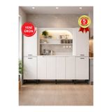 Dorpek Melinta 4 Kapaklı Led'li Mutfak Dolabı & 2*Singa Sepetli Çok Amaçlı Dolap Beyaz