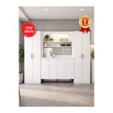 dorpek Melinta 4 Kapaklı LED'li Mutfak Dolabı & Tuco 2*2 Kapaklı 5 Raflı Çok Amaçlı Dolap Kahve Köşesi