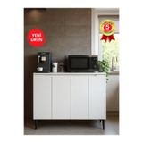 dorpek Olie 4 Kapaklı Çok Amaçlı Dolap, Erzak Dolabı, Kahve Köşesi Dolabı & Kiler Dolabı 120 cm Beyaz