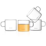 Dorsaer 5oz Modern Cam Çay Fincanları (4'lü Set), 150ml Şeffaf cam çay fincanı, tealover için saplı küçük kahve fincanı setleri, espresso çekimi için mükemmel, kapuçino