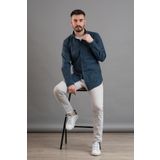 Dorss Desenli Slimfit Kışlık Erkek Gömlek - XL - Lacivert