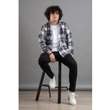 Dorss Ekoseli Slimfit Kışlık Erkek Gömlek - M - Mavi