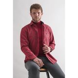 Dorss Slim Fit Pamuklu Bitik Kareli Kışlık Kalın Kumaş Erkek Gömlek - Kırmızı