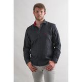 Dorss Slim Fit Pamuklu Garnili Kışlık Kalın Kumaş Erkek Gömlek - Siyah
