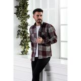 Dorss Slimfit Çift Cepli Ekoseli Erkek Oduncu Gömlek - L - Bordo