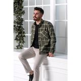 Dorss Slimfit Çift Cepli Ekoseli Erkek Oduncu Gömlek - Yeşil