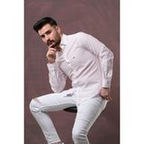Dorss Slimfit Desenli Gofre Kumaş Erkek Gömlek kirmizi