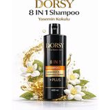 Dorsy +Plus Canlı Saçlar ve Sağlıklı Saç Derisi Için Yasemin Kokulu Tuzsuz Doğal 8 In 1 Şampuan 400 ml