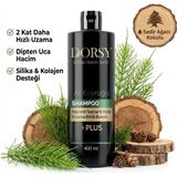 Dorsy + Plus Hızlı Uzama ve Hacim Etkili Sedir Ağacı Kokulu Tuzsuz Doğal At Kuyruğu Özlü Şampuan 400 ml