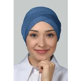 Dört Bantlı Çapraz Dış Tesettür Bonesi Hazır Türban Penye