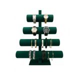 Dört Kademeli Süet Kumaş Yeşil Renk 38/34 Cm Bileklik-Saat Sergileme Standı