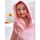 Dört Katlı Müslin Kapüşonlu Bebek Havlusu – Banyo & Plaj Pançosu
