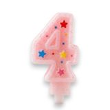 Dört Rakamlı Pembe Mum Doğum Günü Pasta Mumu ( 7X3) cm - Sayılı Mum - Pasta Süsü