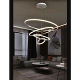 Dörtlü Halka Modern LED Sarkıt Avize, Salon, Mutfak ve Oda Için Şık Aydınlatma - Seçenek 1 - Ahşap - Bej