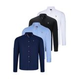 DÖRTLÜ SET G674 DEWBERRY ERKEK GÖMLEK-SİYAH-BEYAZ-LACİVERT-BEBE MAVİ