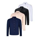 DÖRTLÜ SET G674 DEWBERRY ERKEK GÖMLEK-SİYAH-BEYAZ-LACİVERT-BEJ
