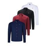 DÖRTLÜ SET G674 DEWBERRY ERKEK GÖMLEK-SİYAH-BEYAZ-LACİVERT-BORDO