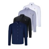 DÖRTLÜ SET G674 DEWBERRY ERKEK GÖMLEK-SİYAH-BEYAZ-LACİVERT-GRİ