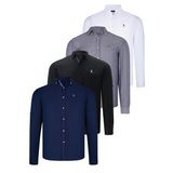 DÖRTLÜ SET G674 DEWBERRY ERKEK GÖMLEK-SİYAH-BEYAZ-LACİVERT-KOT MAVİSİ