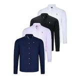 DÖRTLÜ SET G674 DEWBERRY ERKEK GÖMLEK-SİYAH-BEYAZ-LACİVERT-PEMBE