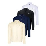 DÖRTLÜ SET G674 DEWBERRY ERKEK GÖMLEK-SİYAH-BEYAZ-LACİVERT-SARI
