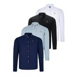 DÖRTLÜ SET G674 DEWBERRY ERKEK GÖMLEK-SİYAH-BEYAZ-LACİVERT-SU YEŞİLİ