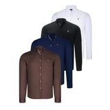 DÖRTLÜ SET G674 DEWBERRY ERKEK GÖMLEK-SİYAH-BEYAZ-LACİVERT-TOPRAK