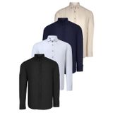 DÖRTLÜ SET G721 DEWBERRY ERKEK GÖMLEK-SİYAH-BEYAZ-LACİVERT-BEJ