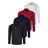DÖRTLÜ SET G726 DEWBERRY GÖMLEK-SİYAH-BEYAZ-LACİVERT-BORDO