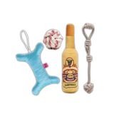 Dörtlü Set Halat Oyun Topu, Peluş Kemik Oyuncağı, Eğlenceli Eğitim