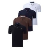 DÖRTLÜ SET T8561 DEWBERRY ERKEK T-SHIRT-SİYAH-BEYAZ-LACİVERT-KAHVE