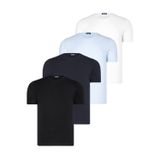 DÖRTLÜ SET T8569 DEWBERRY BİSİKLET YAKA ERKEK T-SHIRT-SİYAH-BEYAZ-LACİVERT-MAVİ