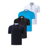 DÖRTLÜ SET T8582 DEWBERRY ERKEK T-SHIRT-SİYAH-BEYAZ-LACİVERT-KOYU TURKUAZ