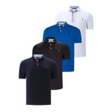 DÖRTLÜ SET T8582 DEWBERRY ERKEK T-SHIRT-SİYAH-BEYAZ-LACİVERT-SAKS