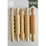 DORU Ahşap Merdane Seti 5li Makarna Oyun Hamuru Şekillendirici Bebek Çocuk Kreş Anaokulu Etkinlik Dekor