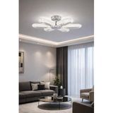 Doruk 6'lı Plafonyer Krom Led Avize Kristal Görünüm Beyaz Işık Enerji Tasarruflu Oturma Odası Yemek Odası